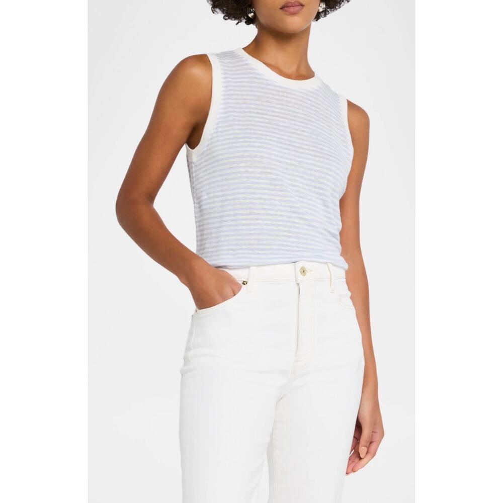 Frame - Stripe Crewneck Muscle Tee / XS / Light Chambray/NWT